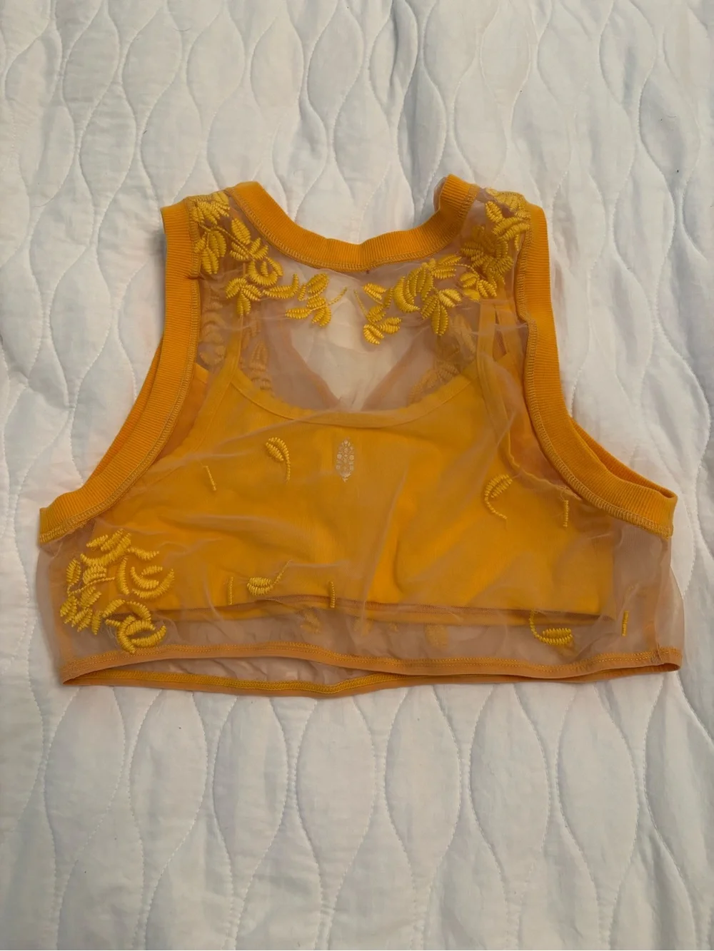 Free People movement Lace Yellow Sports Bra Size Small